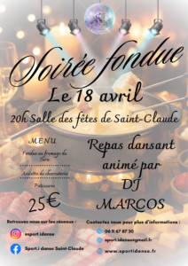 REPAS DANSANT 18 AVRIL @ SALLE DES FETES SAINT-CLAUDE