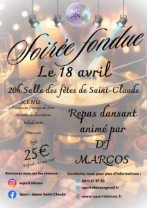 REPAS DANSANT 18 AVRIL @ SALLE DES FETES SAINT-CLAUDE